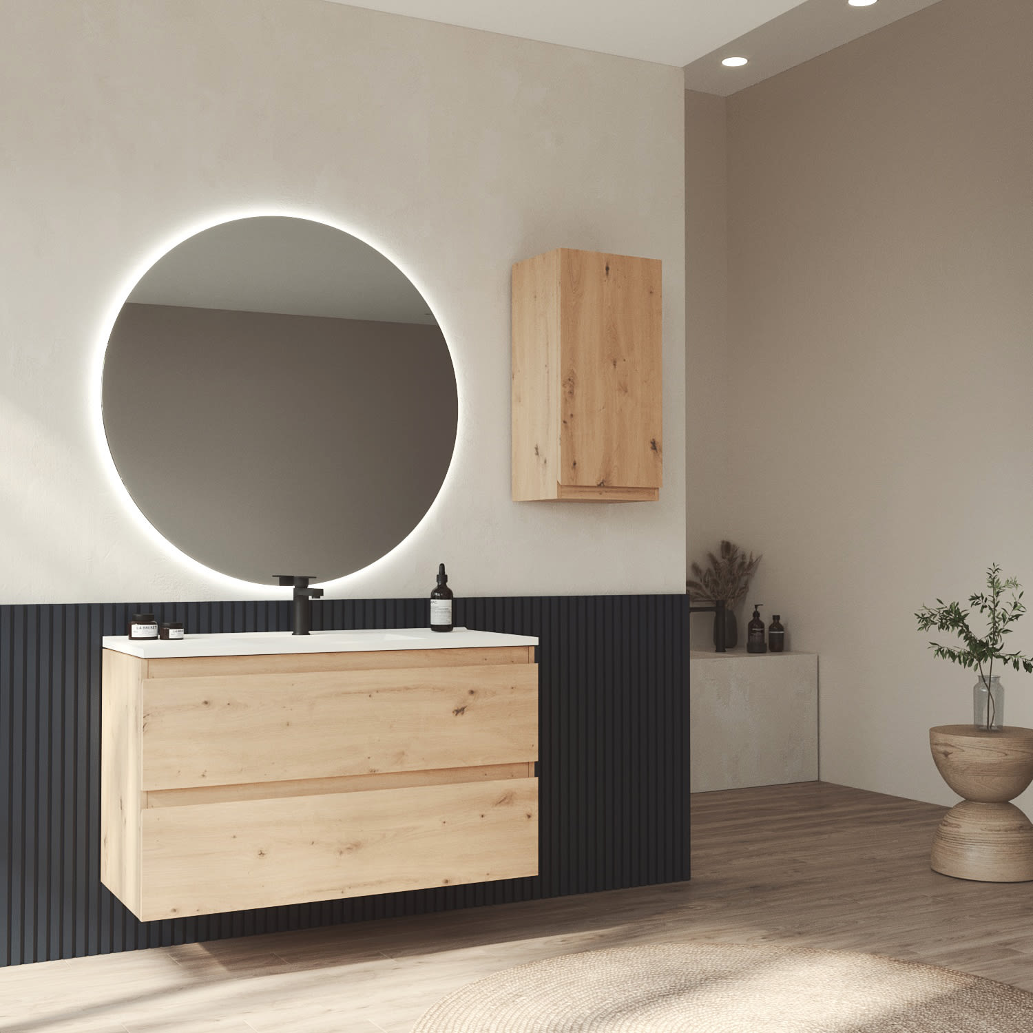 Meuble de salle de bains en bois à profondeur réduite 37,8 cm Vilma Bruntec principal 0