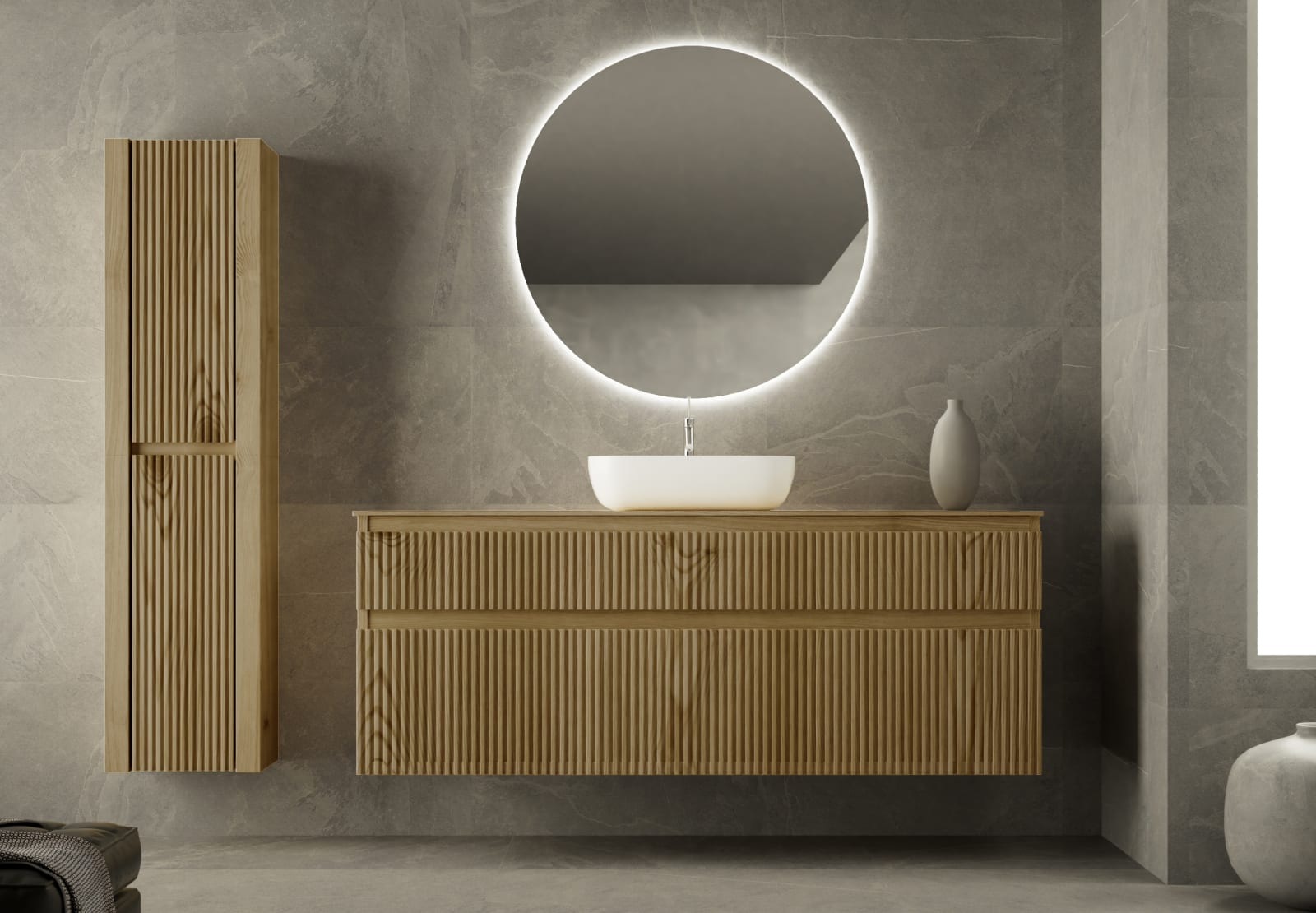 Meuble de salle de bains moderne en bois massif Alpes Bruntec principal 0