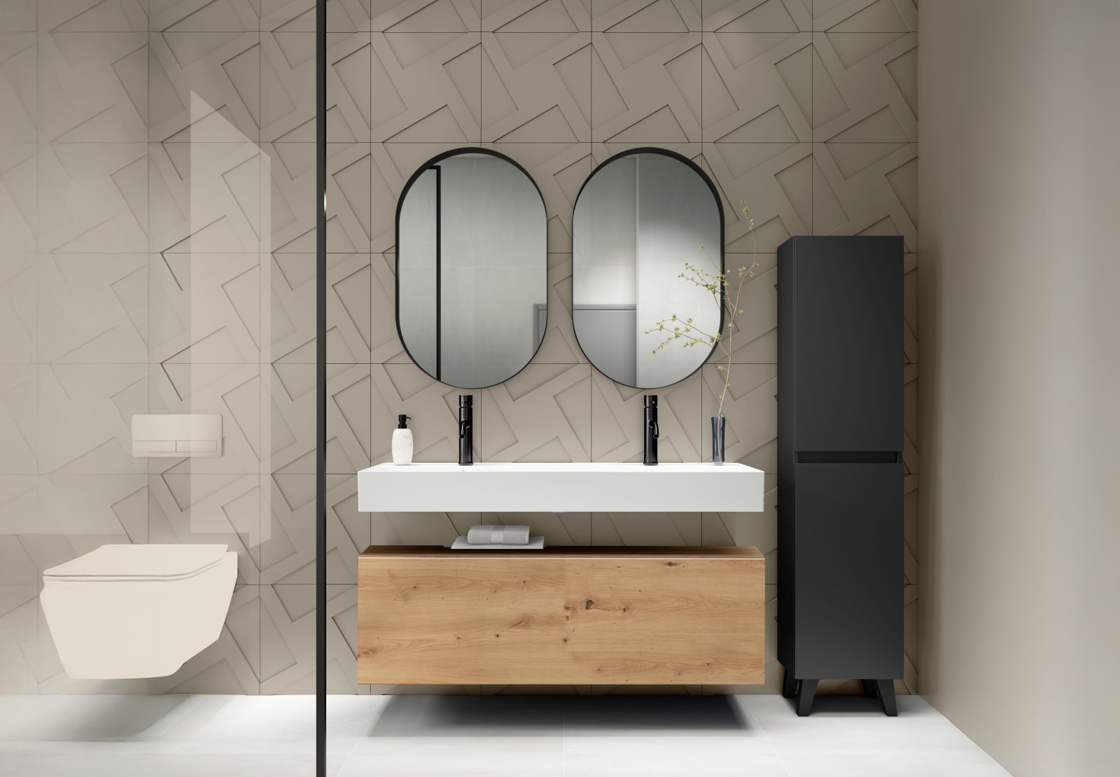 Ensemble de meubles de salle de bain avec lavabo en céramique de 12 cm de hauteur et tiroirs Nomad Viso principal 0