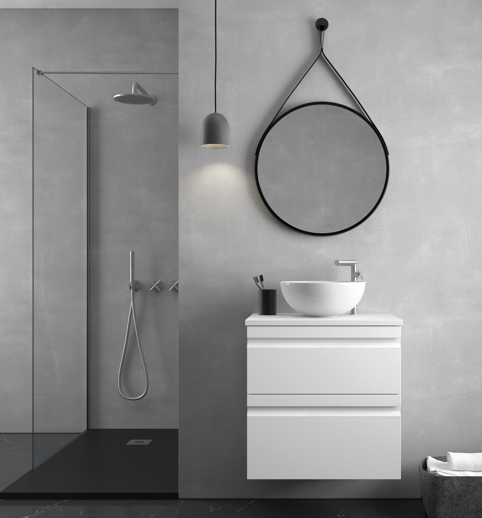 Meuble de salle de bains avec plan de toilette compact en pierre Ávila Dos Natalia principal 0