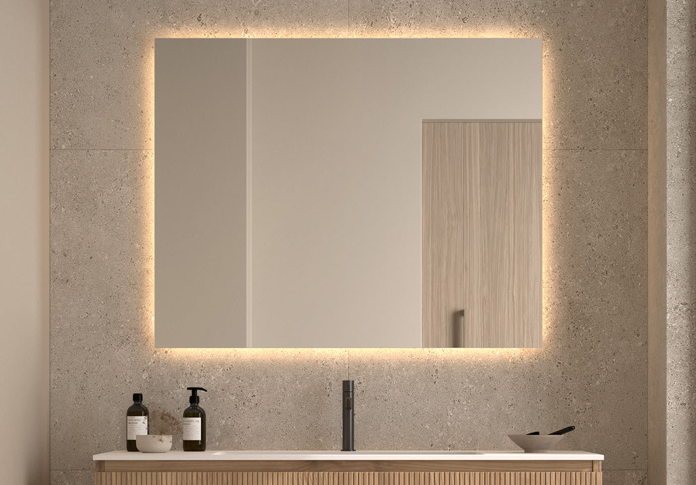 Miroir de salle de bain avec éclairage LED Dune Bruntec principal 0