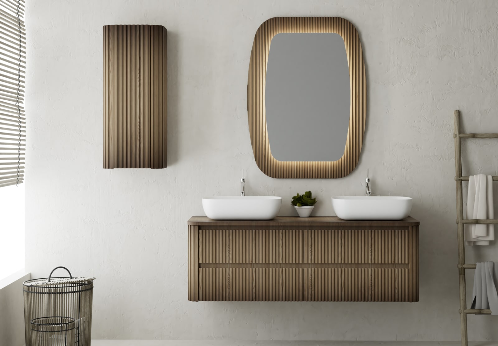 Meubles de salle de bains avec plan de toilette en bois massif Baviera Bruntec principal 0
