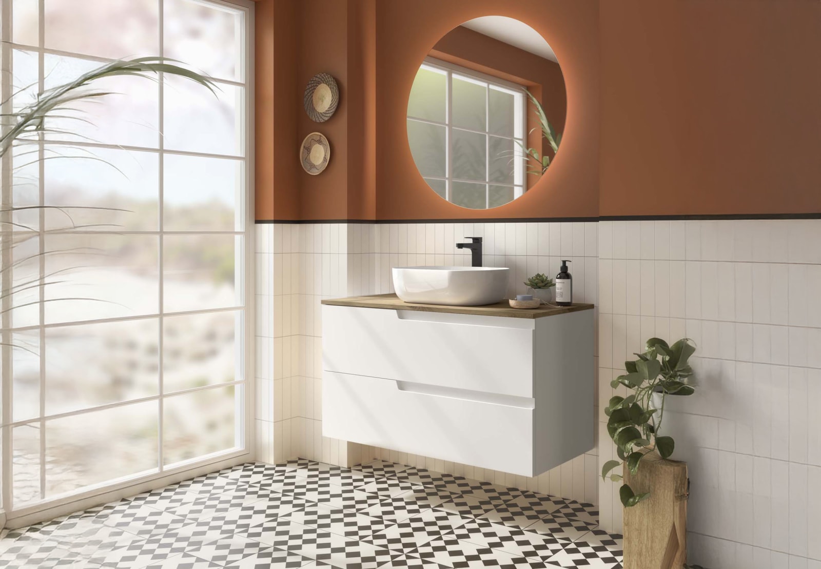 Meubles de salle de bains avec plan de toilette en chêne montana Vima Salgar principal 0