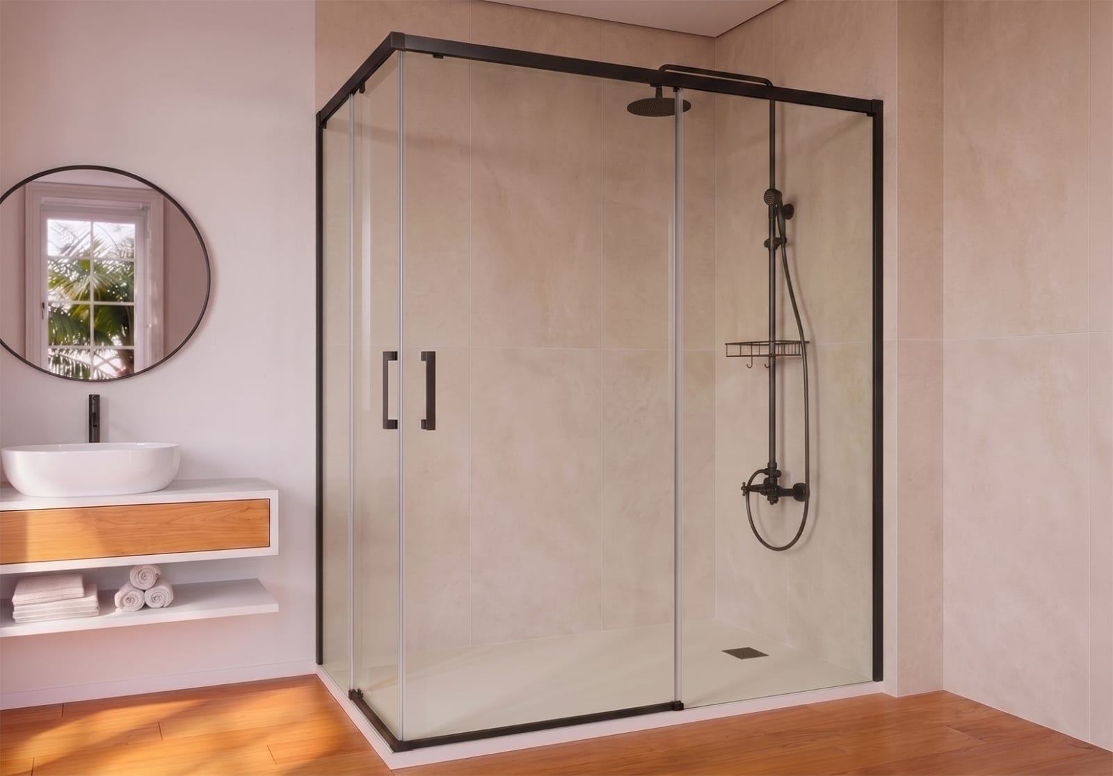 Paroi de douche  noir mat Elara Bruntec principal 0