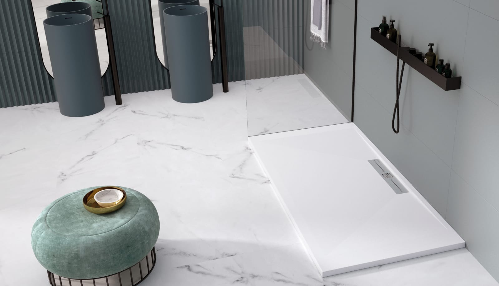 Receveur de douche en résine Design Tiden Bruntec principal 0