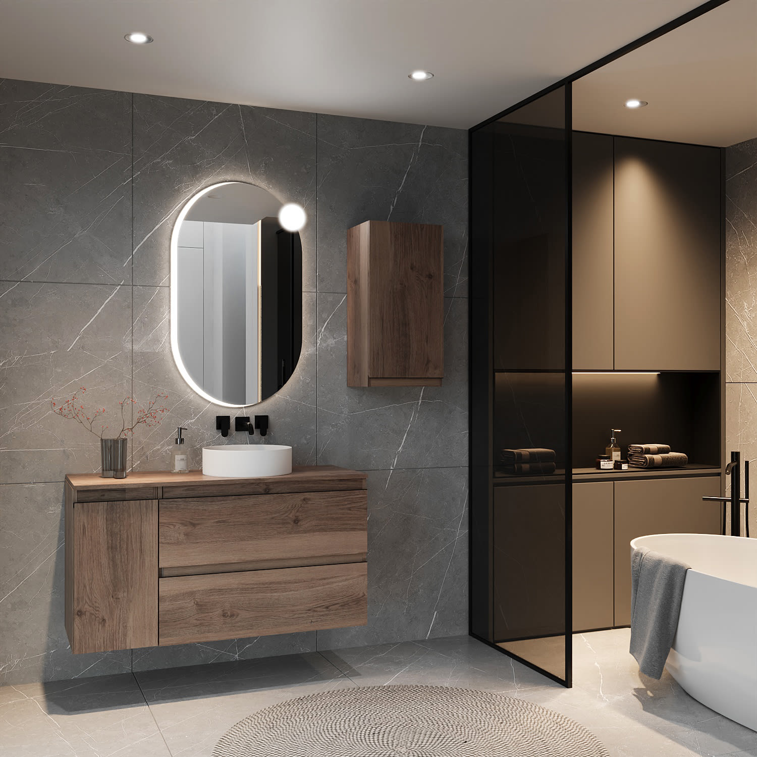 Meuble de salle de bains avec plan de toilette en bois Vilma Bruntec principal 0