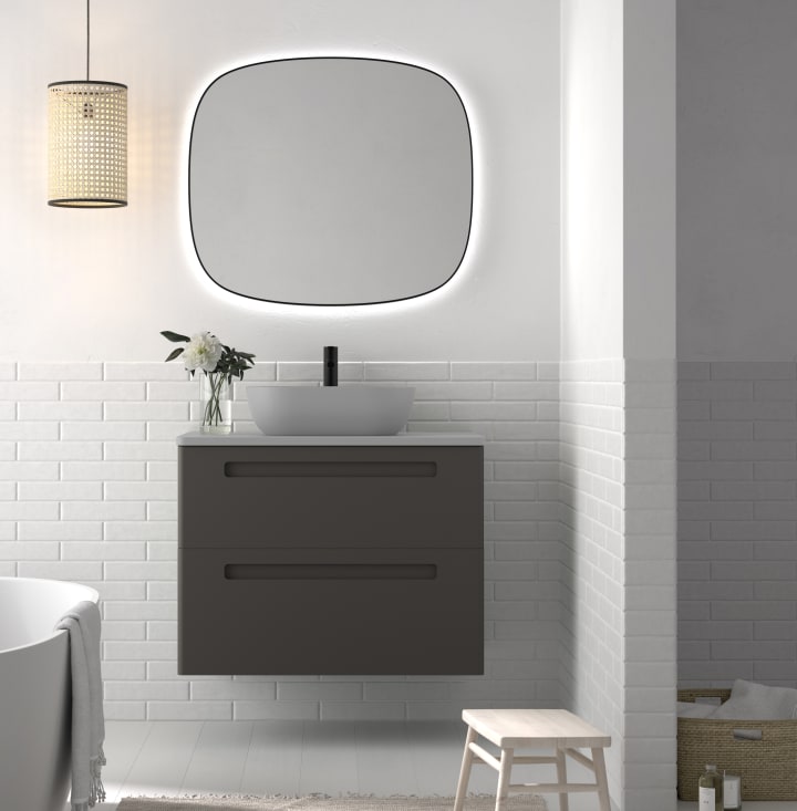 Meuble de salle de bains avec ensemble lavabo et plan de toilette microtec Paris Avila Dos principal 1