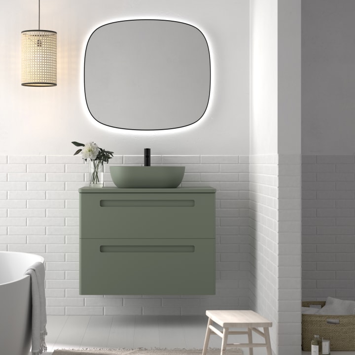 Meuble de salle de bains avec ensemble lavabo et plan de toilette microtec Paris Avila Dos principal 2