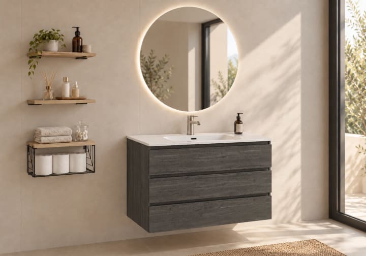 Meuble de salle de bains en bois Vilma Bruntec principal 2