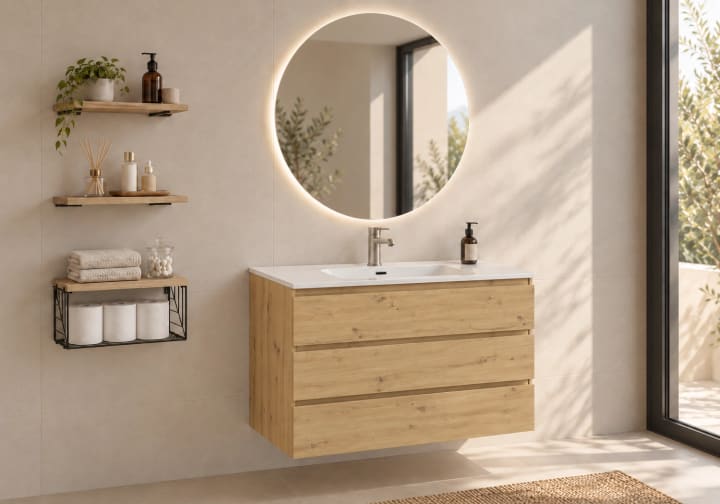Meuble de salle de bains en bois Vilma Bruntec principal 1