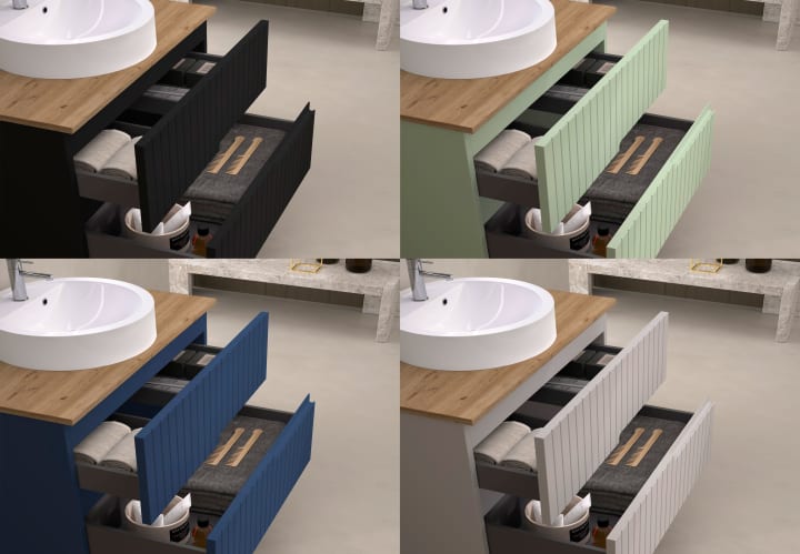 Meuble de salle de bains avec plan de toilette en bois Ebi Bruntec couleurs détail 11