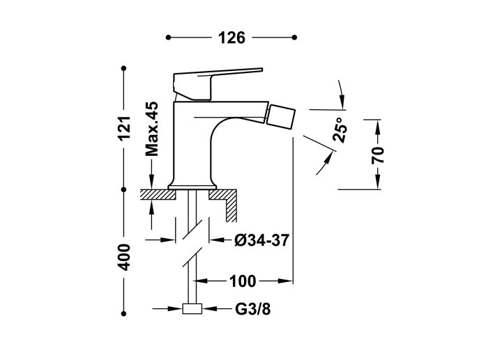 Mitigeur de bidet Project Tres croquis 12