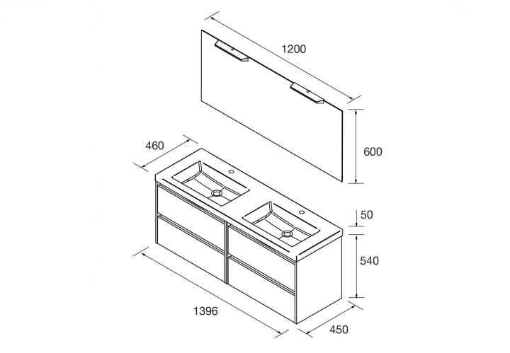Ensemble de meubles de salle de bain Noja Salgar croquis 11
