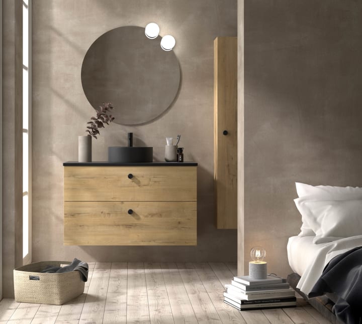 Meuble de salle de bains Avila Dos Carmen avec lavabo sur plan de toilette microtec principal 1