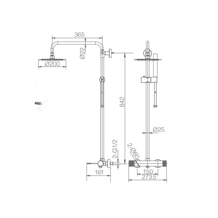 Ensemble de douche Line Imex croquis 15