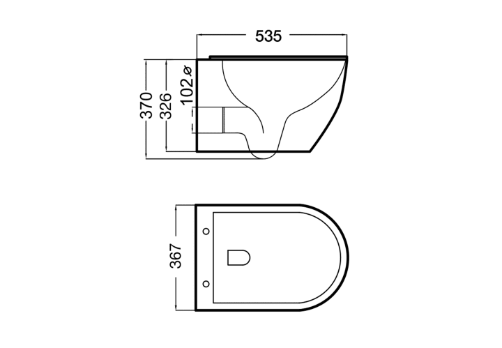 Pack WC suspendu avec réservoir de chasse encastré et bouton poussoir Lisboa Plus de Bruntec croquis 8