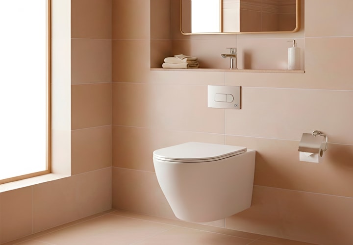 Pack WC suspendu avec réservoir de chasse encastré et bouton poussoir Lisboa Plus de Bruntec environnement 7