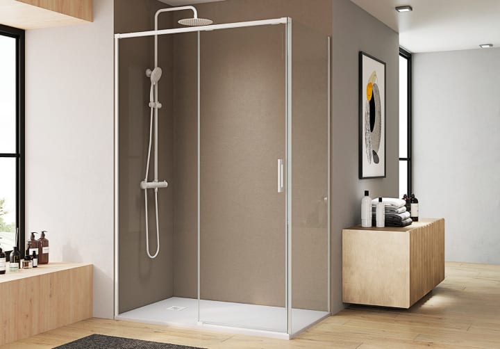 Paroi de douche angulaire coulissante Aria Bruntec principal 2