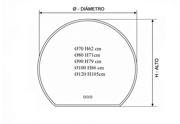 Miroir Zoni Bruntec Luna avec éclairage LED croquis 10