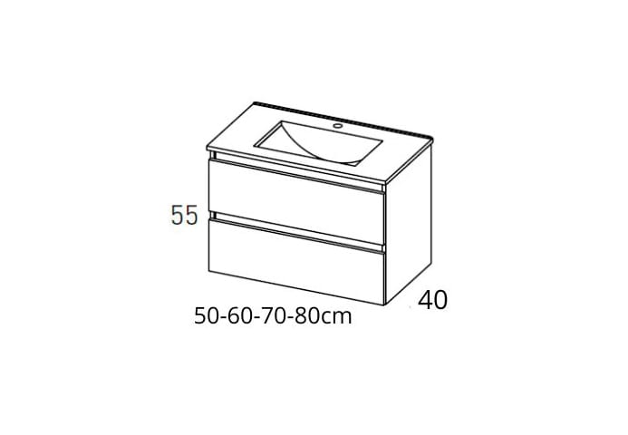 Ensemble de meubles de salle de bains à faible profondeur 40 cm Nido Viso croquis 7