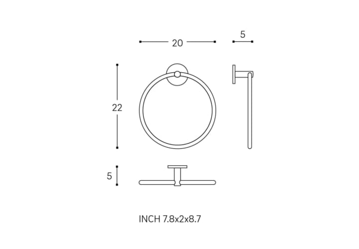 Duo Round Cosmic Towel Ring Bathroom Towel Bar croquis 4