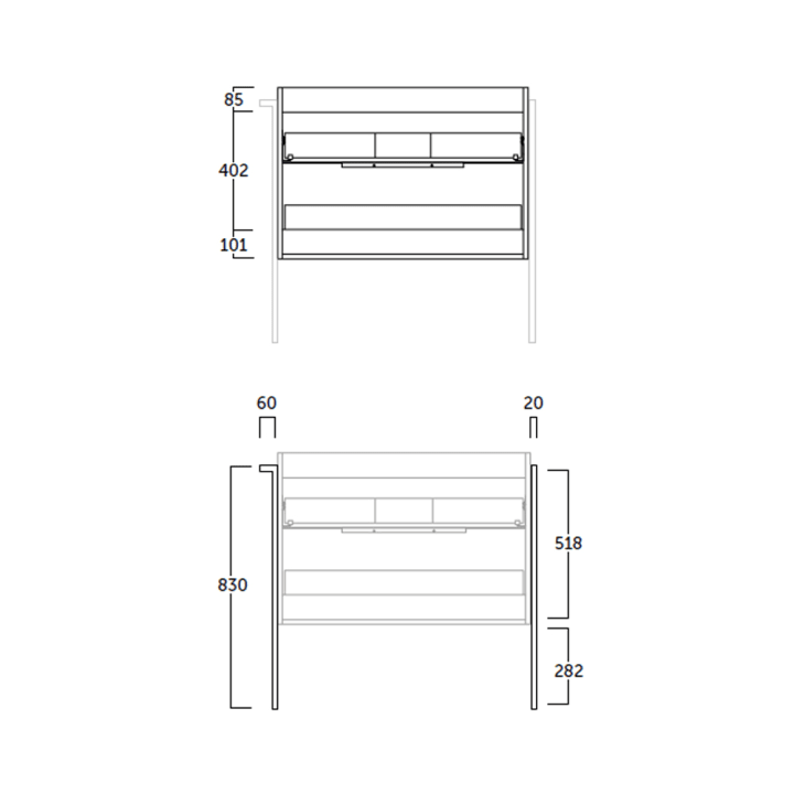 Meuble de salle de bains Galsaky industrial Coycama croquis 12