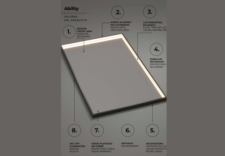 Miroir de salle de bains avec éclairage LED Ability Ledimex détail 5