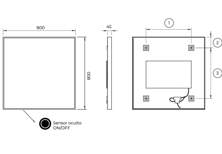Miroir de salle de bains avec éclairage LED Ability Ledimex croquis 10