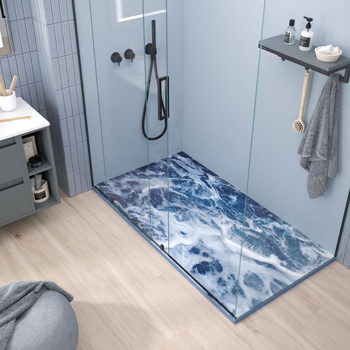 Receveurs de douche en résine décorés Design 3D Bleu Bruntec environnement 3