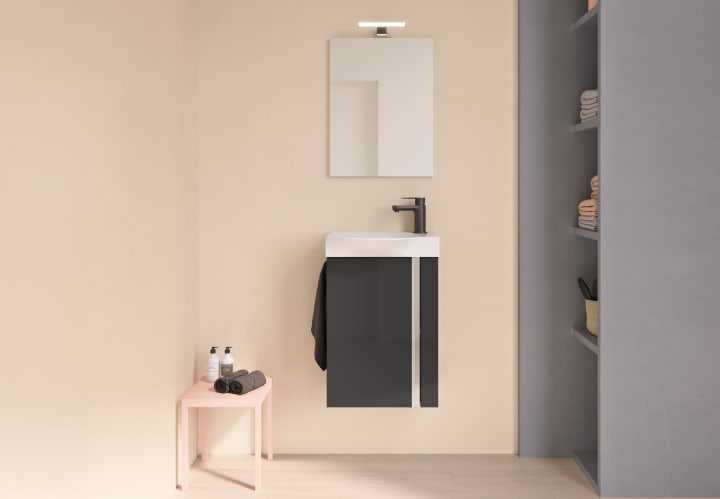 Ensemble complet de meubles de salle de bains à profondeur réduite 34 cm Elegance Royo principal 1