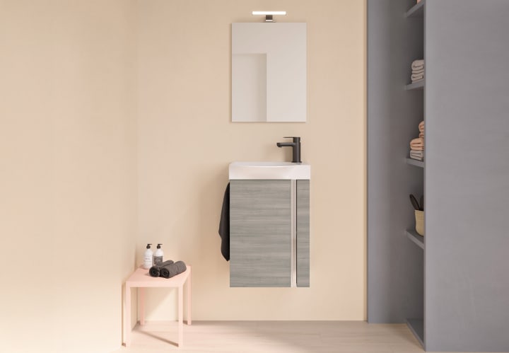 Ensemble complet de meubles de salle de bains à profondeur réduite 34 cm Elegance Royo principal 4
