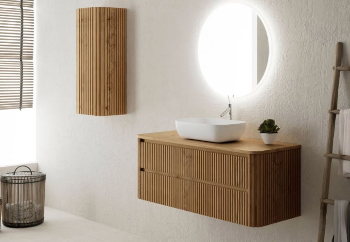 Meubles de salle de bains avec comptoir en bois massif Baviera Bruntec principal 1