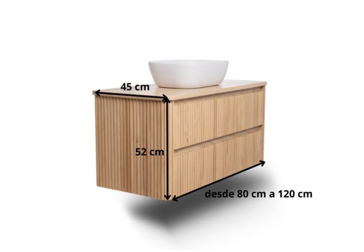 Meubles de salle de bains avec comptoir en bois massif Baviera Bruntec croquis 9