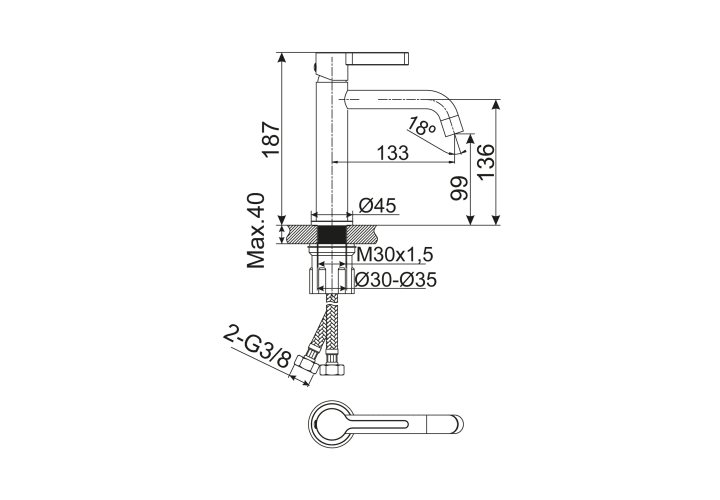Robinet de lavabo en Bambú par Lluvibath croquis 5