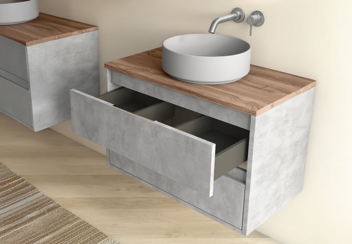 Meuble de salle de bains avec plan de toilette en résine Boston Bruntec détail 5