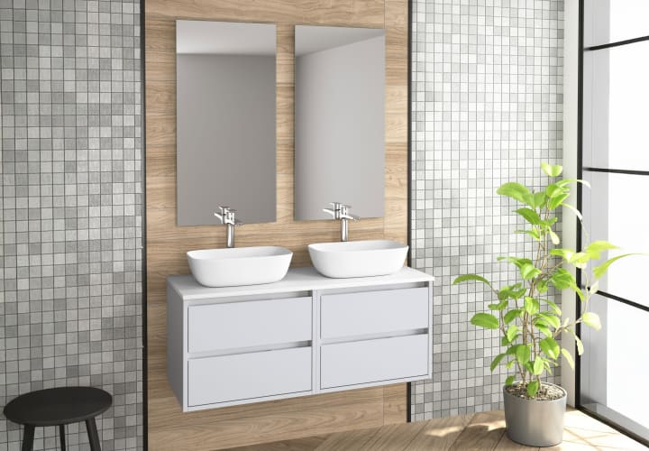 Meuble de salle de bains avec plan de toilette en résine Boston Bruntec principal 1
