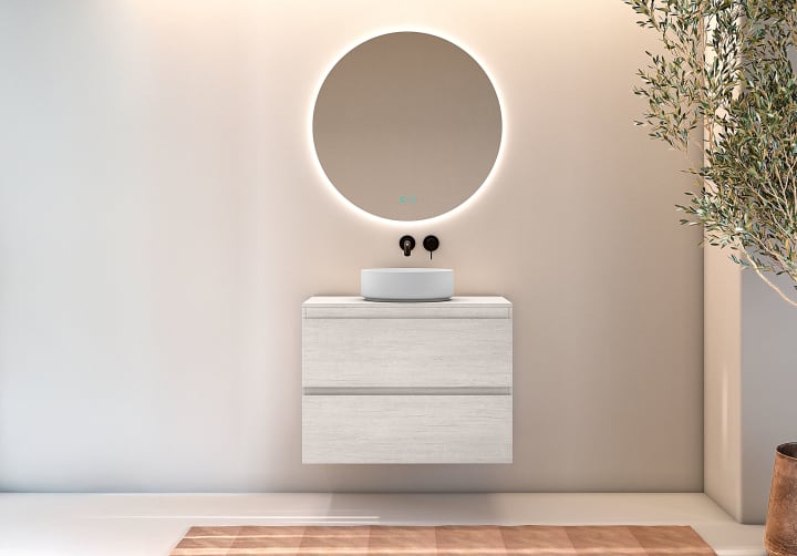 Meuble de salle de bains avec plan de toilette en bois Roma Bruntec principal 1