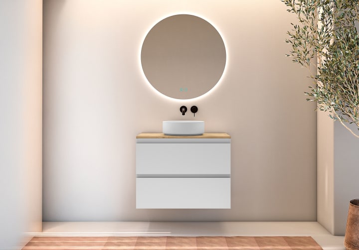 Meuble de salle de bains avec plan de toilette en bois Roma Bruntec principal 3