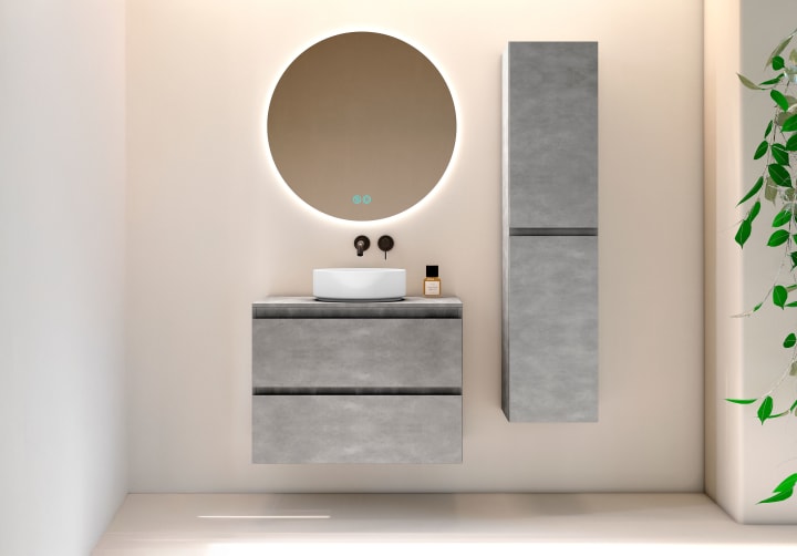 Meuble de salle de bains avec plan de toilette en bois Roma Bruntec principal 9