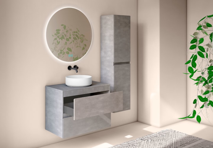 Meuble de salle de bains avec plan de toilette en bois Roma Bruntec détail 15