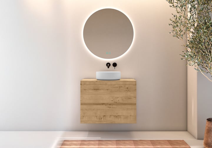 Meuble de salle de bains avec plan de toilette en bois Roma Bruntec principal 2