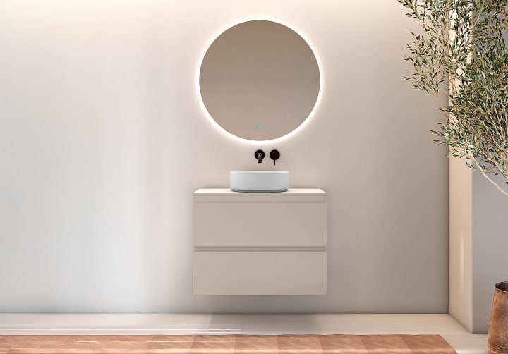 Meuble de salle de bains avec plan de toilette en bois Roma Bruntec principal 6