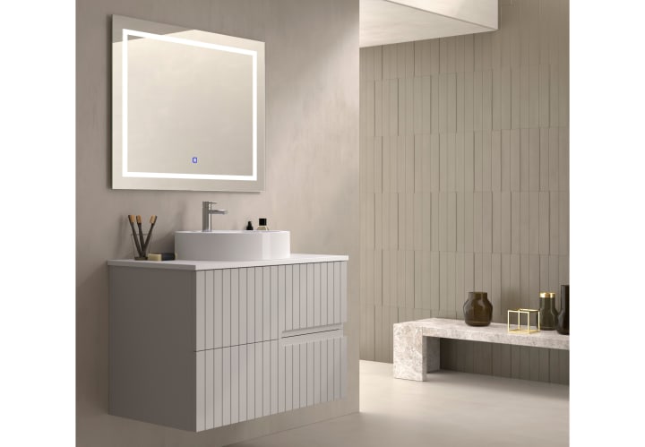 Meuble de salle de bains avec plan de toilette en pierre compacte blanc Ebi Bruntec couleurs principal 3