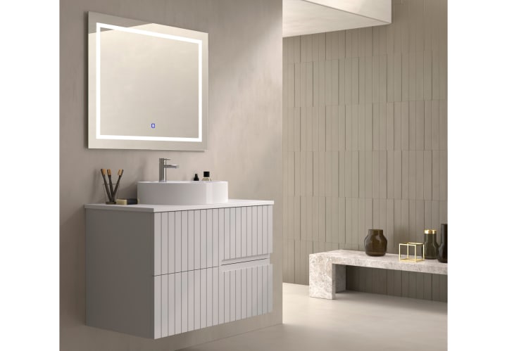Meuble de salle de bains avec plan de toilette en pierre compacte blanc Ebi Bruntec couleurs principal 4