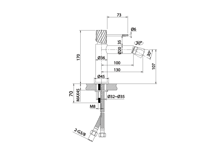 Robinet de bidet Bless Imex croquis 6