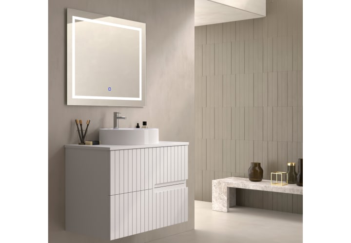 Meuble de salle de bains avec plan de toilette en pierre compacte colorée Ebi Bruntec couleurs principal 1
