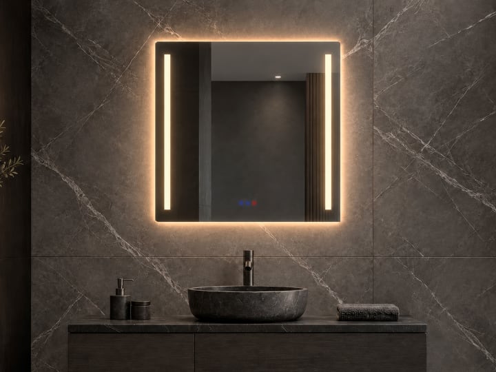 Miroir de salle de bains avec l'éclairage LED Liberty Bruntec principal 1