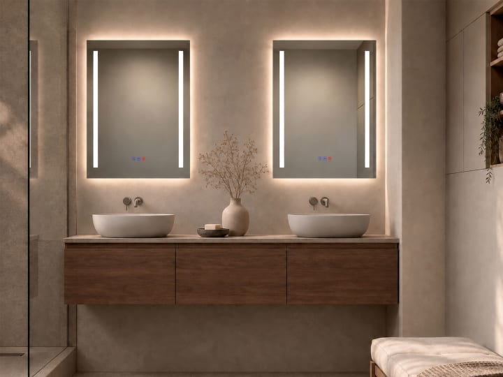 Miroir de salle de bains avec l'éclairage LED Liberty Bruntec principal 2
