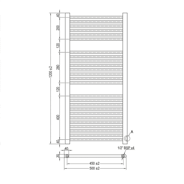 Radiateur porte-serviettes de salle de bains City Oxen croquis 1