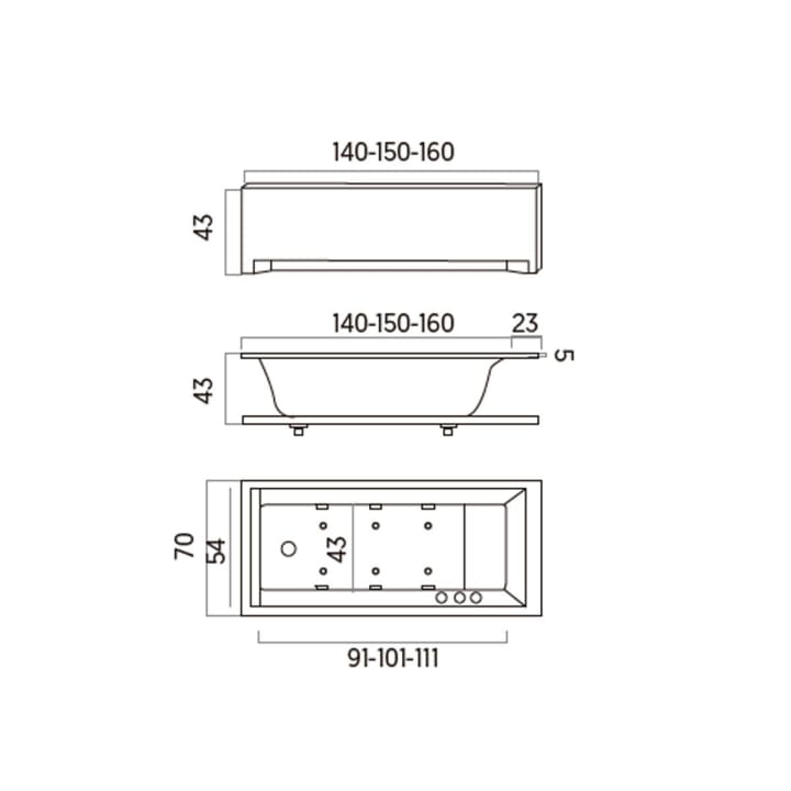 Baignoire d'hydromassage Ayora 2 Hidronatur croquis 5
